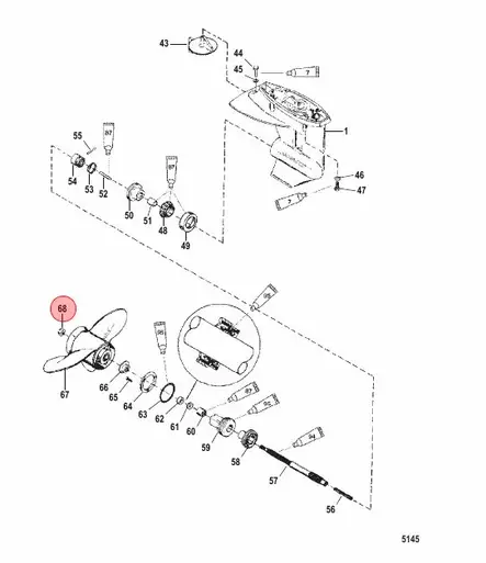 Potkurimutteri/Prop Nut Mercury 8hv Bodensee-25hv - Mercury/Mercruiser osat - 15994 - 2