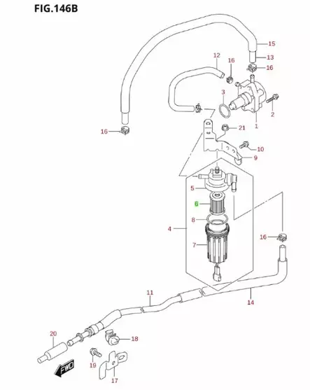 Suzuki Polttoainesuodatin DF70-140/150-200AP Filter Fuel - Suzuki osat perämoottorille - 34564 - 2