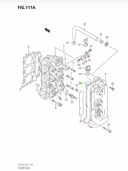 Venttiilikopan Tiiviste/Gasket Cylinder Head Cover Suzuki DF40 DF50 - Suzuki osat perämoottorille - 41234 - 2