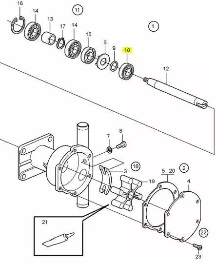 Vetus Vesipumpun Stefa 12+24+7 VOLVO 833996 - Sisäperämoottorin osat - 35944 - 2