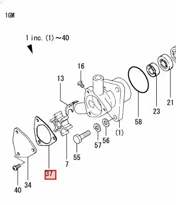 Yanmar Gasket End Cover Vesipumpun tiiviste 1GM - Yanmar moottorin alkuperäisosat - 39134 - 2