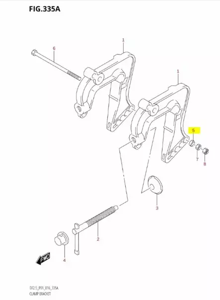 Aluslevy/Spacer Tilt Lock Lever Suzuki DF2.5 - Suzuki osat perämoottorille - 42884 - 2