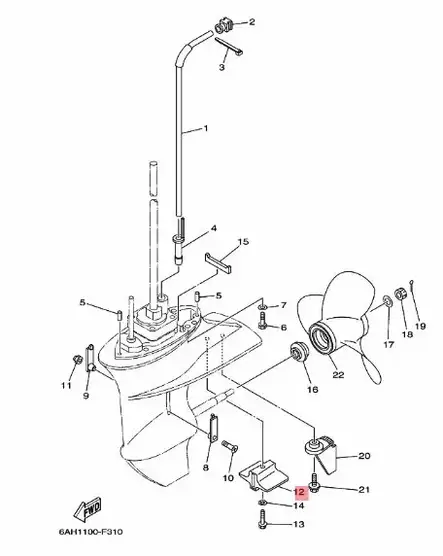Anodi Yamaha Lower Casing F15/F20B - Yamaha sinkkianodit - 20564 - 2