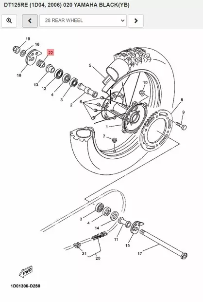 Hela Takapyörä/Collar Wheel Yamaha Moto - Yamaha Moto - 22424 - 2