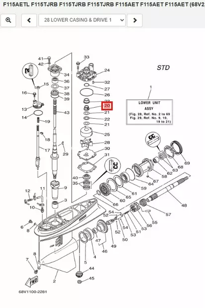 Hela Vesipumppu/Vetoakselin Kaulus Muovi Yamaha 80-250hv - Yamaha osat perämoottoreille - 50964 - 1