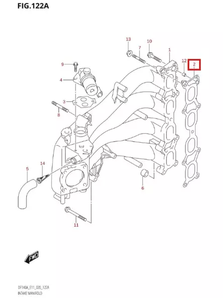 Imusarjan Tiiviste/Gasket Intake Manifold Suzuki DF90-DF140 - Suzuki osat perämoottorille - 51044 - 1