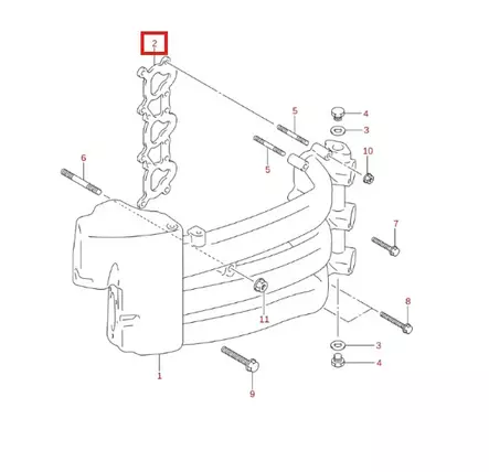 Insulator Intake Manifold Suzuki DF40 DF50 - Suzuki osat perämoottorille - 51074 - 1