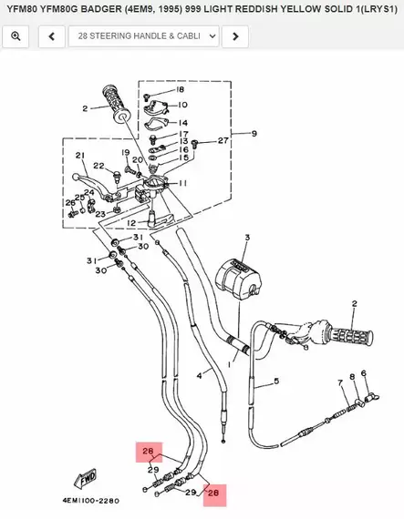 Jarruvaijeri/Cable Brake Yamaha Moto ATV YFM50 YFM80 YFM100 - Yamaha Moto - 27244 - 2