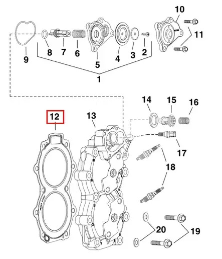 Kannentiiviste/Gasket Cylinder Head Evinrude/Johnson 15-30hv - Evinrude/Johnson osat perämoottoreille - 51054 - 1