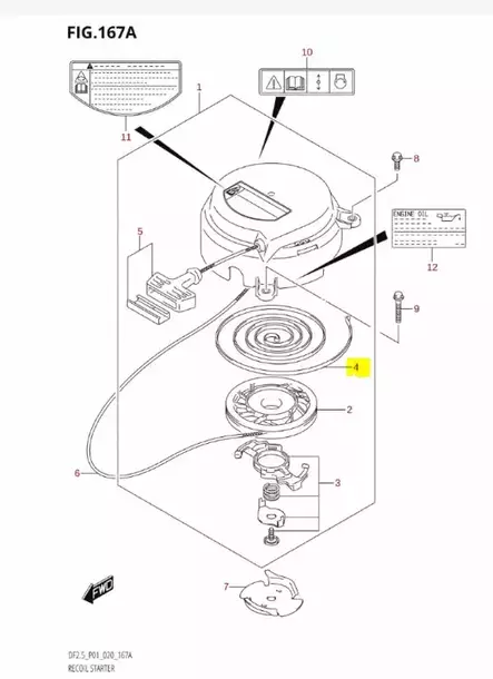 Käynnistysjousi/Spring Spiral Suzuki DF2.5 - Suzuki osat perämoottorille - 42914 - 2