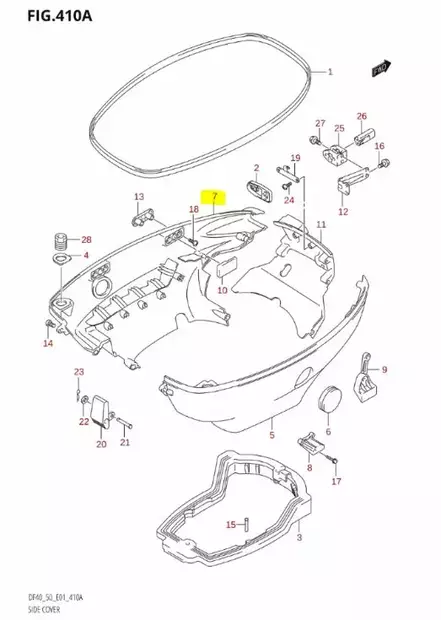 KÄYTETTY-Cover Side Port Black Suzuki DF - Suzuki osat perämoottorille - 42804 - 2