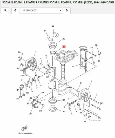 Kiristyspanta (Bracket)/Plate Friction Yamaha 4AC/AS 5C F4B F5A F6C - Yamaha muut - 42114 - 2