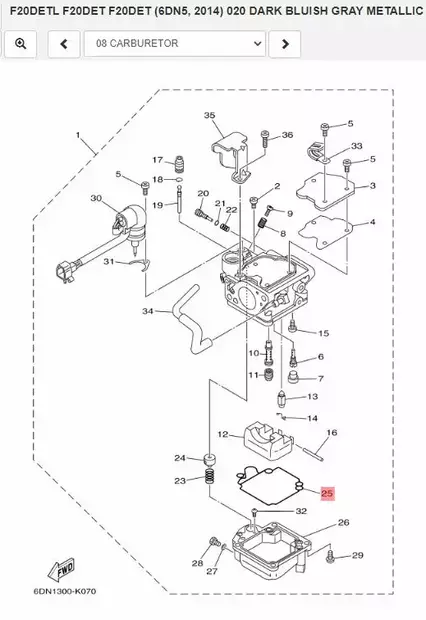 Kohokammion Tiiviste/Gasket Float Chamber Yamaha F20A/D-40B - Yamaha muut - 25424 - 2