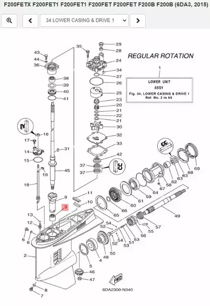 Laakeri/Bearing Needle (6G5) Yamaha 150-225hv - Yamaha muut - 28904 - 2