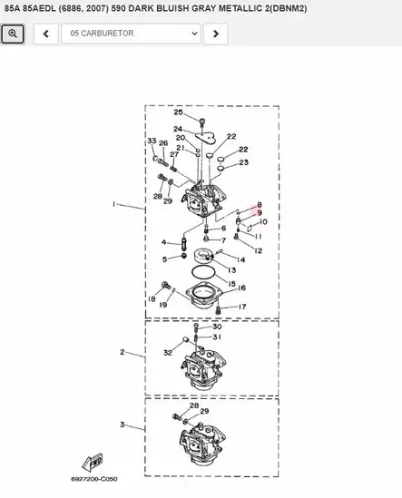 Needle Valve Assy/Carburator Yamaha 75A/C/85A/90A - Yamaha muut - 40264 - 2