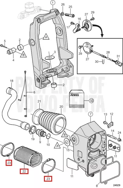 Pakoputken Paljekumi Volvo Penta SX-A DPS-A DPS-B ja FWD-vetolaite - Varaosat ja lisävarusteet - 52624 - 1
