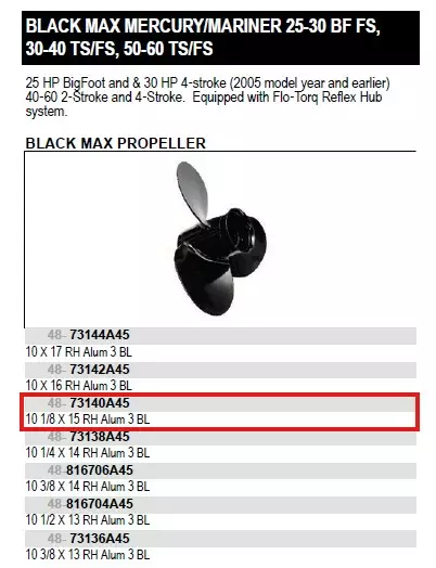 Potkuri/Propeller Mercury BLMX 10.1X15 25-60hv - Varaosat ja lisävarusteet - 52544 - 1
