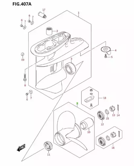 Potkuri/Propeller Suzuki (3X11-1/4X15) Alumiini DF40 DF50 DF60 - Potkurit - 42734 - 2
