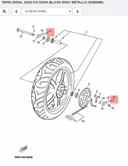 Pultti/Bolt (Takarengas) Yamaha Moto TZR50 - Yamaha Moto - 24074 - 2