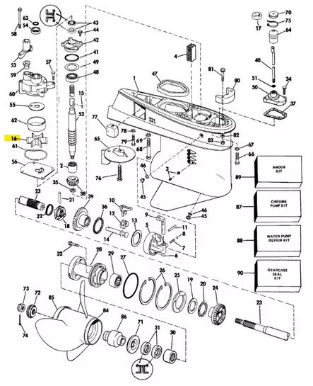 Siipipyörä/Impeller Evinrude 40-60HP 79-85vm (389589) SIE18-3055 - Evinrude/Johnson osat perämoottoreille - 50514 - 1