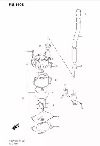 Siipipyörä/Impeller Water Pump Suzuki DF90-DF200 - Suzuki osat perämoottorille - 42164 - 2