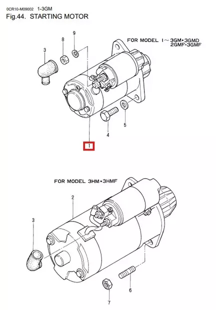 Starttimoottori/Starter Motor Yanmar 1GM 2GM 3GM 12V 9-hampainen - Sisäperämoottorin Sähköosat - 51294 - 1