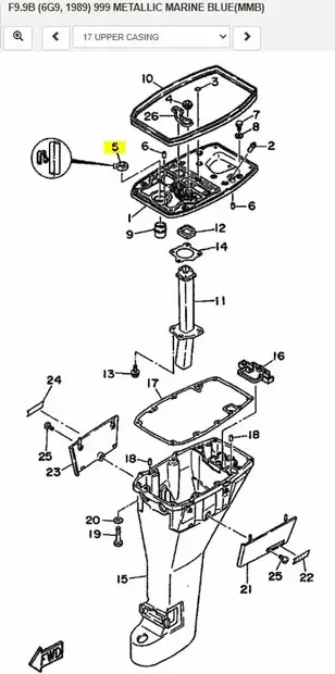 Stefa/Oil Seal (6G8) (Upper Casing) Yamaha F8A/B F9.9A/B/C F15A - Yamaha muut - 32884 - 2