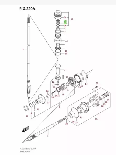 Stefa/Seal Oil Pystyakseli Suzuki DF90-DF300 DT90-DT225 - Suzuki osat perämoottorille - 42244 - 2