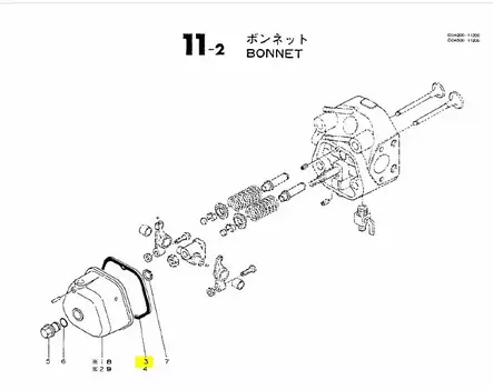 Sylinterikannen Tiiviste/Gasket Bonnet Yanmar YSB 8 YSE 8 YSM 8 - Yanmar moottorin alkuperäisosat - 34194 - 2