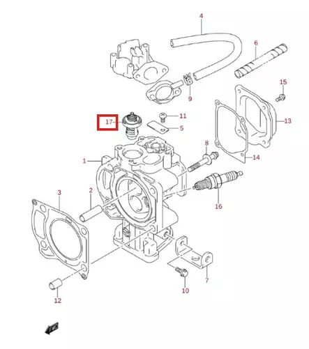 Termostaatti/Thermostat 50C Suzuki DF4 DF5 DF6 - Suzuki osat perämoottorille - 50614 - 1