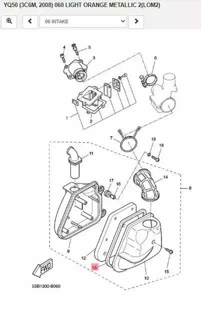 Tiiviste Air Cleaner Assy/Seal Yamaha Moto CS50 YA50 YN50 YQ50 - Yamaha Moto - 25074 - 2