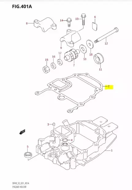 Tiiviste/Engine Holder Gasket Suzuki DF40 DF50 - Suzuki osat perämoottorille - 42944 - 2