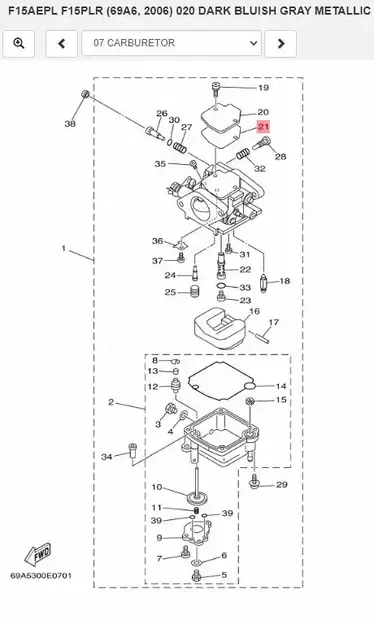 Tiiviste Kaasari/Gasket Carburetor Cover Yamaha F9.9C F15A F45A F50A - Yamaha muut - 29994 - 2