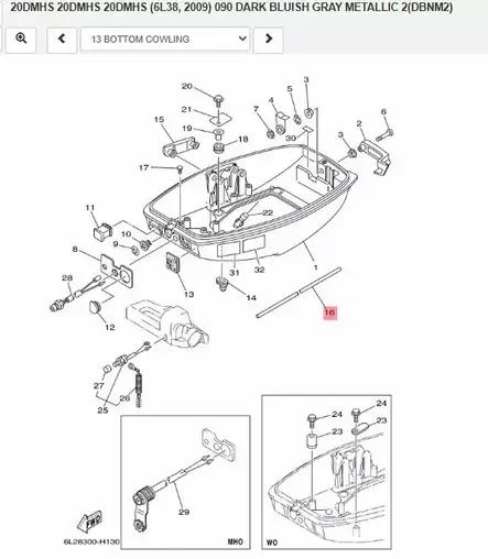 Tiiviste Koppaan/Rubber Seal 1 (Bottom Cowling) Yamaha 20D 25N - Yamaha muut - 16794 - 2