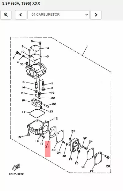 Tiiviste Polttoainepumppu/Gasket Fuel Pump Yamaha 3A MALTA 6C 6D 8C 9.9F 15F - Yamaha muut - 17184 - 2