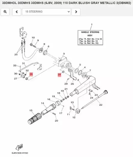 Tiiviste Steering/Bushing Yamaha 9.9D 15D 25J/N/Q 30D 40H/N 50D - Yamaha muut - 38444 - 2