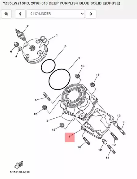 Tiiviste Sylinteriin/Gasket Cylinder Yamaha Moto YZ85 - Yamaha Moto - 20434 - 2