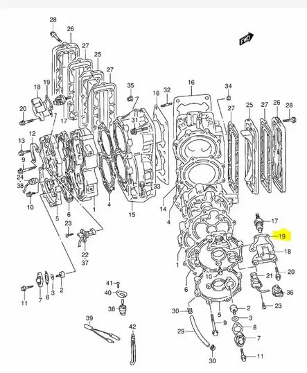 Tiiviste Termostaattikotelo/Gasket Thermostat Cover DF40-DF50 DT90-225 - Suzuki osat perämoottorille - 35104 - 2