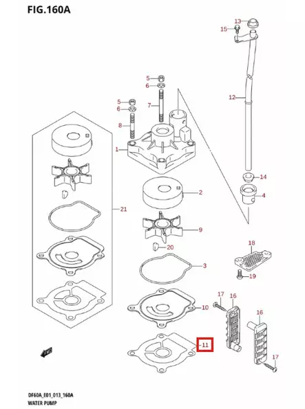 Tiiviste Vesipumppu/Gasket Pump Case Under Suzuki DF20-DF60 DT25-DT30 - Perämoottorin tarvikeosat - 52514 - 1