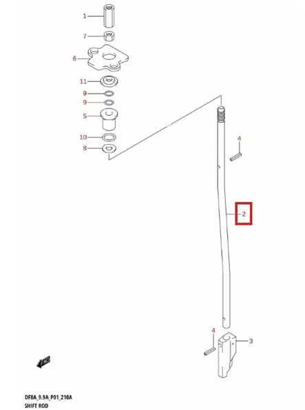 Vaihdetanko/Rod Shift Suzuki (S & L-riki) DF8-DF20 - Suzuki osat perämoottorille - 50824 - 2