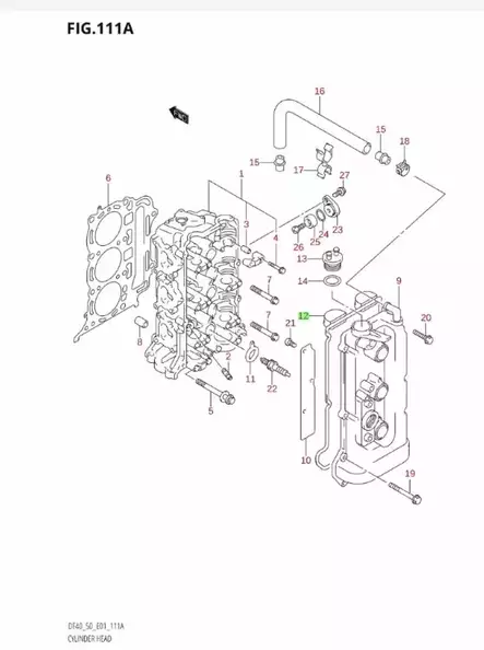 Venttiilikopan Tiiviste/Gasket Cylinder - Suzuki osat perämoottorille - 41234 - 2