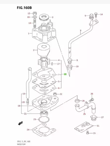 Vesipumpun Korjaussarja/Water Pump Repair Kit Suzuki DF9.9/15 (07~) - Suzuki osat perämoottorille - 34754 - 2