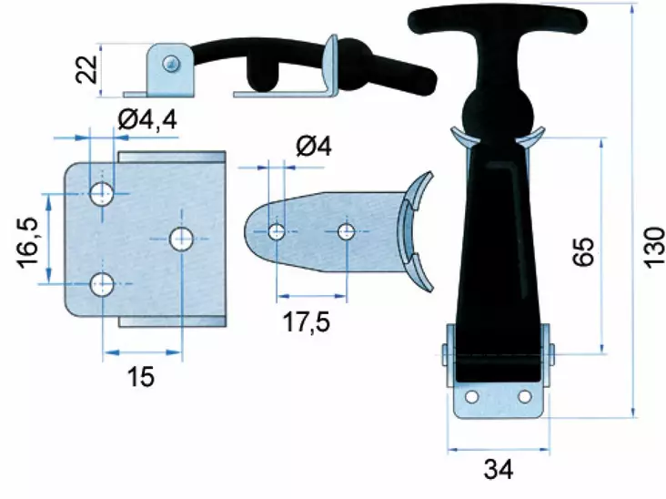 KUMIHAKA 130MM - Veneen lukot ja saranat - M9519008094 - 1