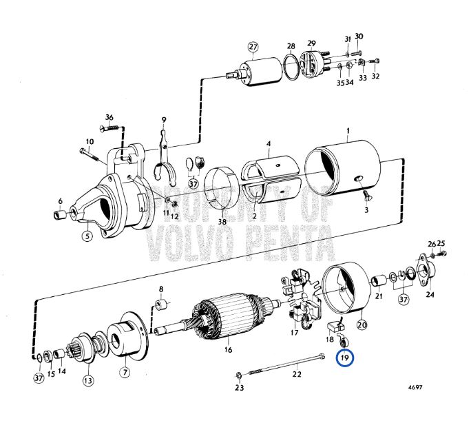 JOUSISARJA Käynnistysmoottori/Starter Motor Volvo Penta - Sisäperämoottorin osat - 6584 - 1