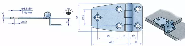 LUUKKUSARANA 38,5 X 64 AISI316 - Veneen lukot ja saranat - M9516003024 - 1