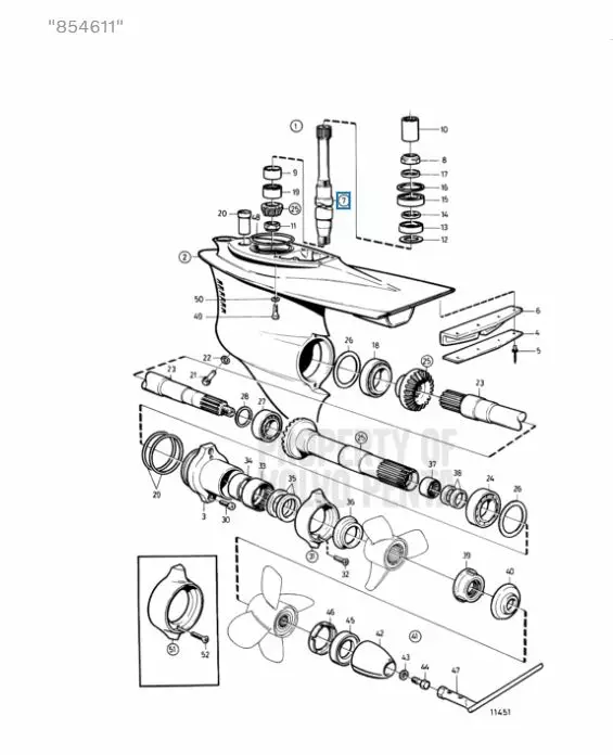 Sivuakseli/Alempi Pystyakseli Volvo Penta DP pituus 425mm - Sisäperämoottorin osat - 41964 - 1