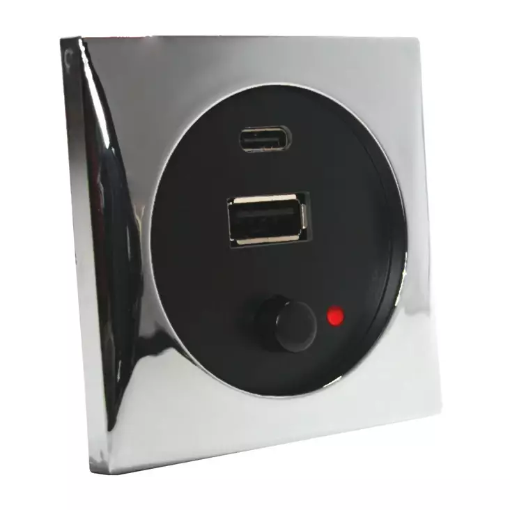 USB-A &amp; C LIITIN 12-24V 3A KROMI - Venesähkö - M9514050664 - 1