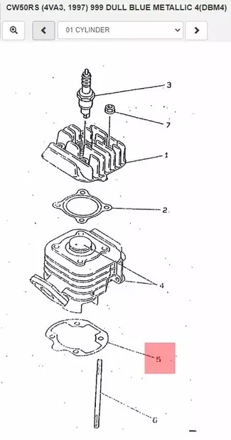 Sylinterin Alatiiviste/Gasket Cylinder Yamaha Moto CW50 - Yamaha Moto - 19825 - 2