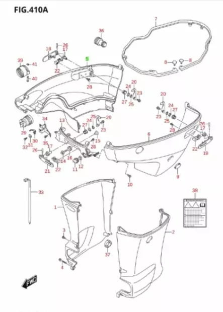 Cover, side bb DF150-200/K17- - Suzuki osat perämoottorille - 37545 - 1