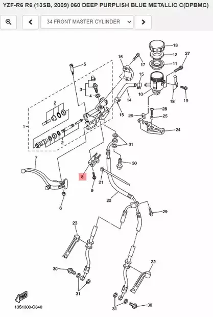 Front Stop Switch Assy/Etujarrun Tunnistin Yamaha Moto Useat Mallit - Yamaha Moto - 18285 - 2